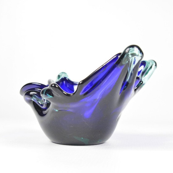 Image 1 of Cendrier vintage en verre cobalt Murano, Italie 1970