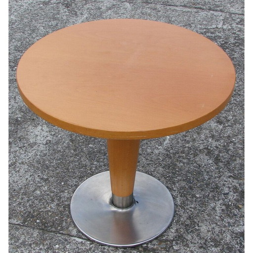Table basse vintage en hêtre et acier, 1980