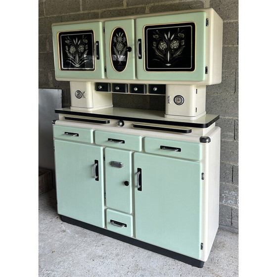 Image 1 of Buffet vintage "Malin" en bois et aluminium, 1950