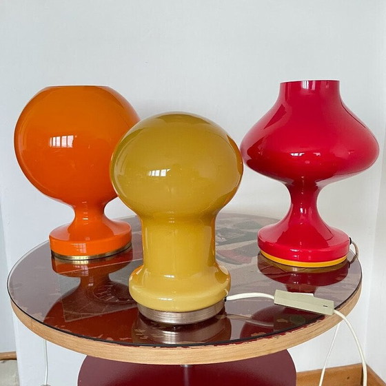 Image 1 of Lampe de bureau vintage en verre opale pour Osvetlovaci Sklo, Tchécoslovaquie