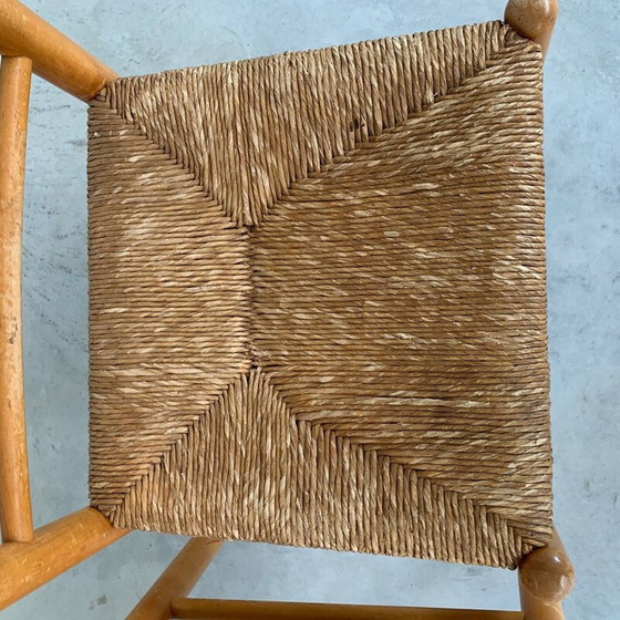 Image 1 of Paire de chaises vintage en pin et jonc, Pays-Bas 1960