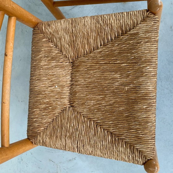 Image 1 of Paire de chaises vintage en pin et jonc, Pays-Bas 1960