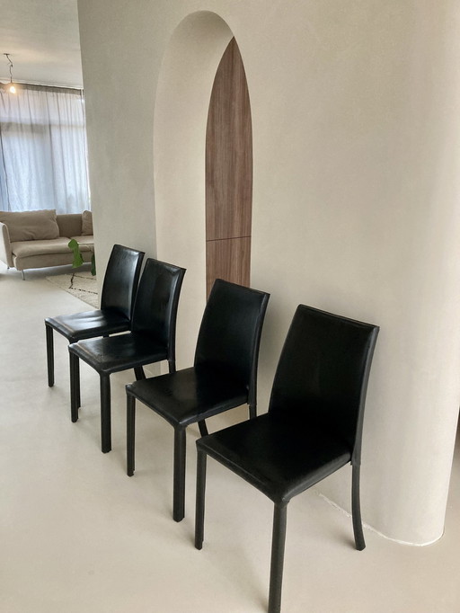 4 Chaises en cuir Core Piet Klerkx - Chaises de salle à manger Brunello