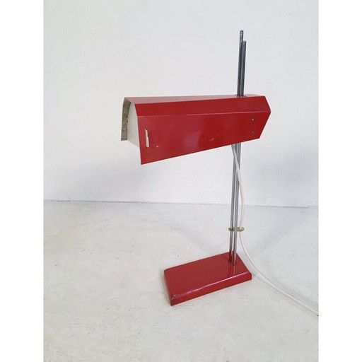 Lampe de bureau vintage rouge par Josef Hurka pour Lidokov