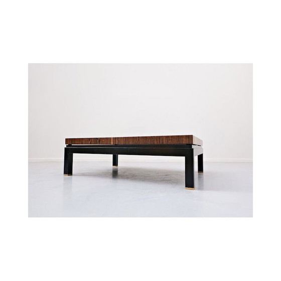 Image 1 of Table d'appoint vintage en bois et laiton par Jules Wabbes, Belgique 1960