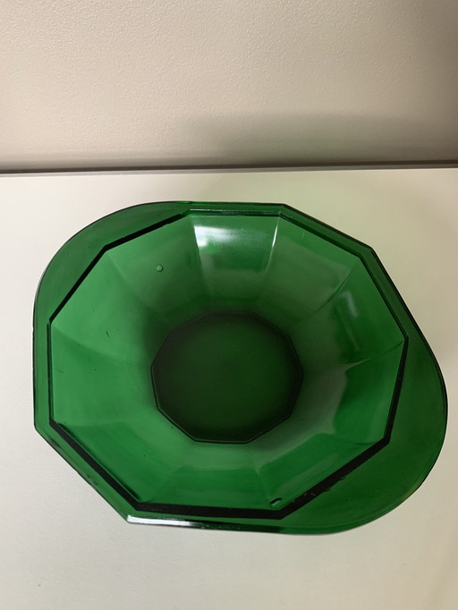 K.P.C. De Bazel For Glass Factory Leerdam - Bol en verre pressé vert pentagonal