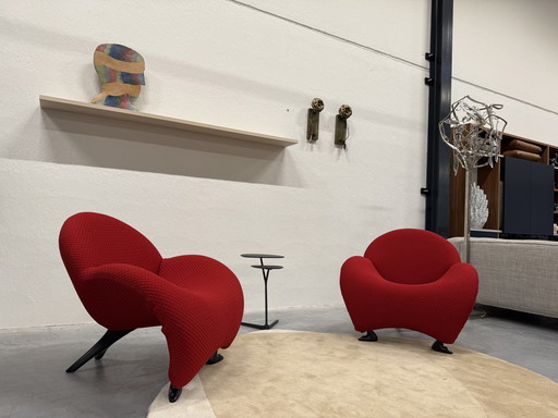 2 Fauteuils Leolux Papageno Chaise design en tissu rouge Noir