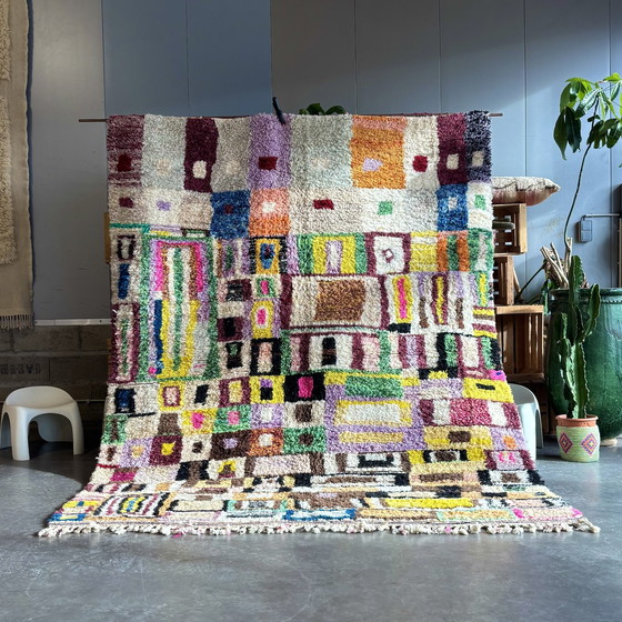 Image 1 of Tapis marocain moderne abstrait coloré - 220X310 Cm