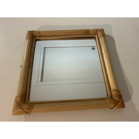 Image 1 of Miroir vintage en osier, 1970