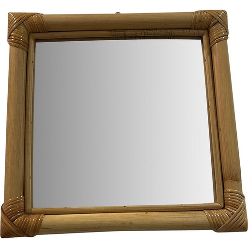 Miroir vintage en osier, 1970