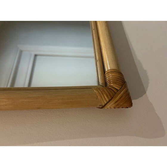Image 1 of Miroir vintage en osier, 1970