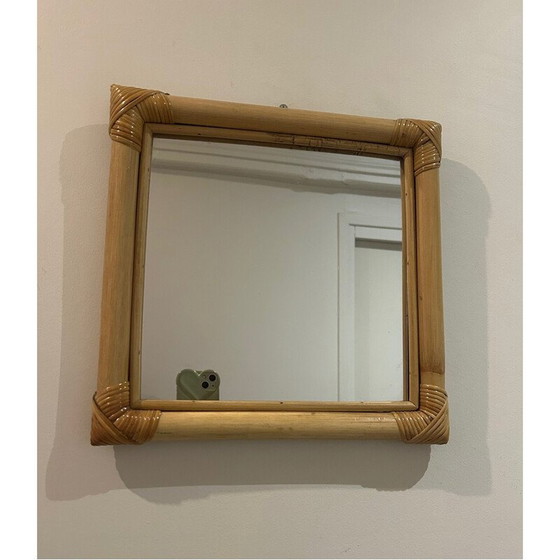 Image 1 of Miroir vintage en osier, 1970