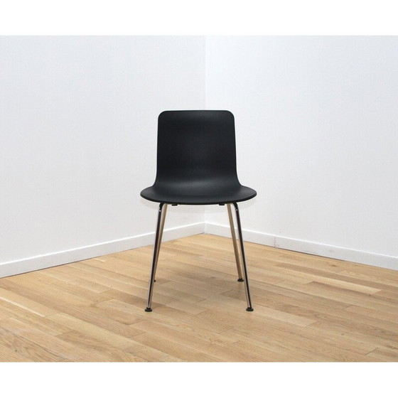 Image 1 of Paire de chaises Vitage "Hal" en aluminium chromé et plastique noir par Jasper Morrison pour Vitra