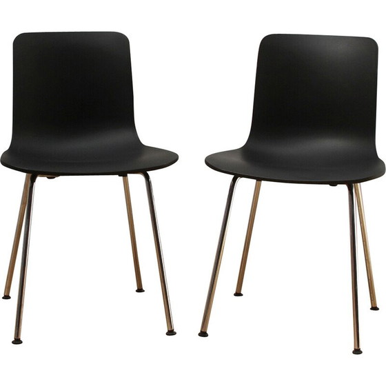 Image 1 of Paire de chaises Vitage "Hal" en aluminium chromé et plastique noir par Jasper Morrison pour Vitra