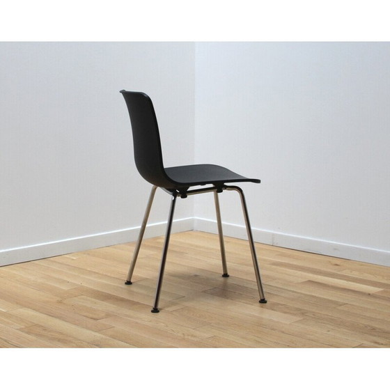 Image 1 of Paire de chaises Vitage "Hal" en aluminium chromé et plastique noir par Jasper Morrison pour Vitra