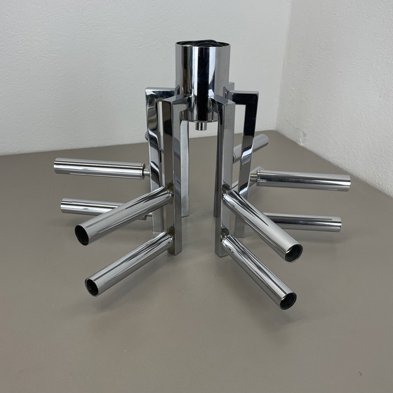 Image 1 of Plafonnier moderniste en forme de spoutnik chromé de style Sciolari, Italie, années 1970