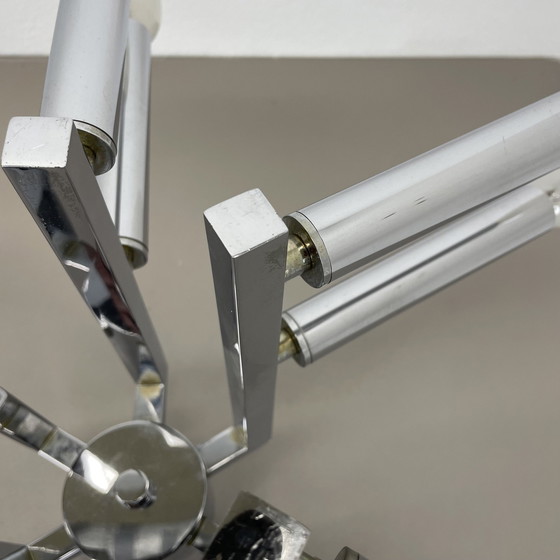 Image 1 of Plafonnier moderniste en forme de spoutnik chromé de style Sciolari, Italie, années 1970
