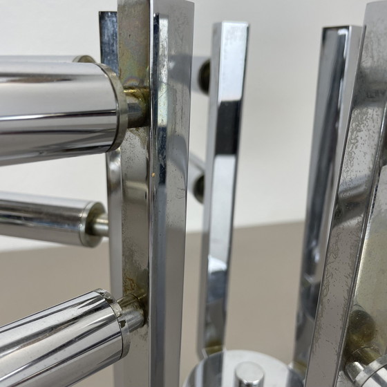 Image 1 of Plafonnier moderniste en forme de spoutnik chromé de style Sciolari, Italie, années 1970