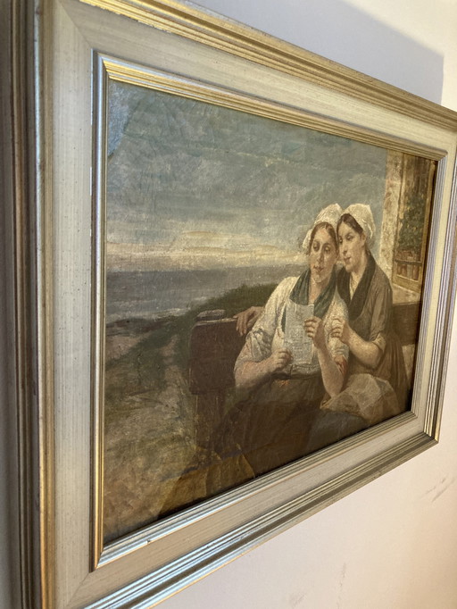 Peinture de deux femmes Corde à linge