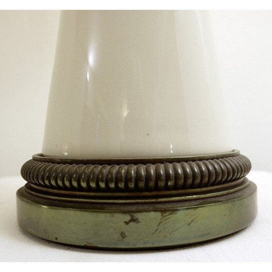 Image 1 of Paire de lampes de table American Eagle du milieu du siècle en céramique et laiton.