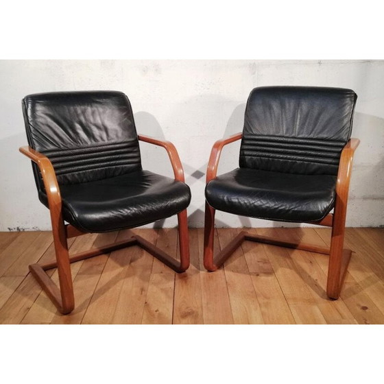 Image 1 of Fauteuil vintage en cuir noir