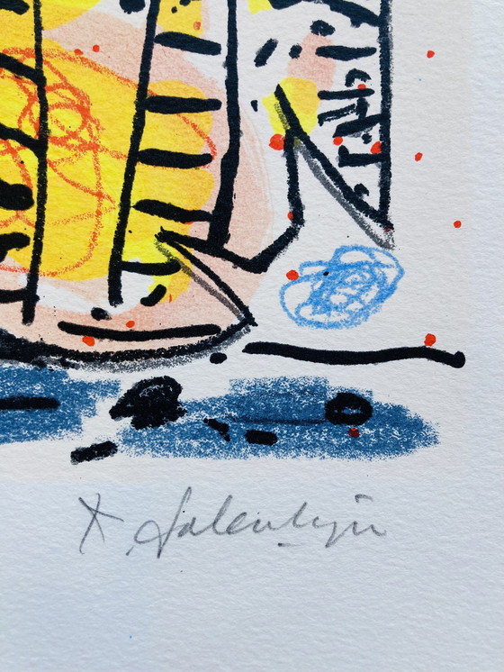 Image 1 of Kees Salentijn - Sérigraphie poisson jaune