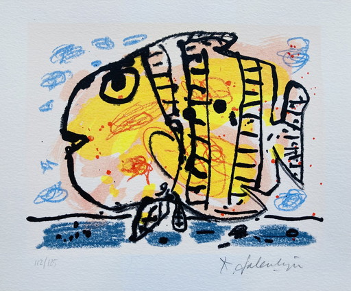 Kees Salentijn - Sérigraphie poisson jaune