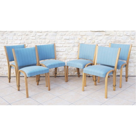 Image 1 of Ensemble de 6 chaises vintage par Steiner Bowwood, 1948