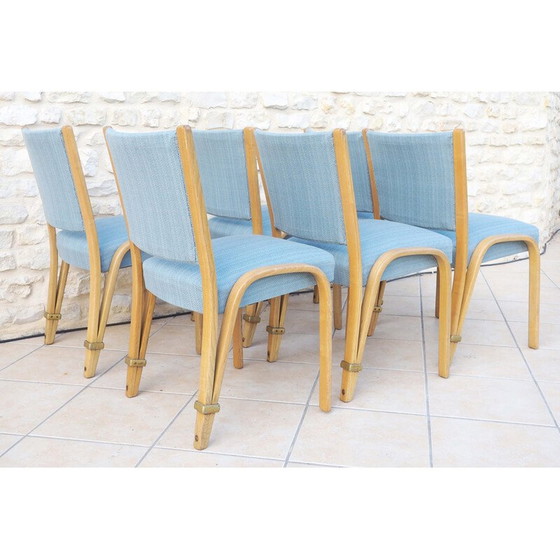 Image 1 of Ensemble de 6 chaises vintage par Steiner Bowwood, 1948
