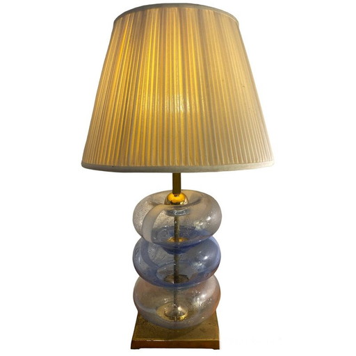 Lampe vintage en verre de Murano avec base en laiton, 1980
