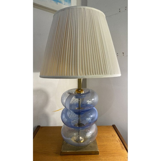 Image 1 of Lampe vintage en verre de Murano avec base en laiton, 1980