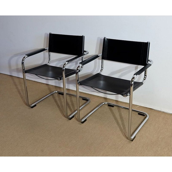 Image 1 of Paire de fauteuils en cuir vintage de Marcel Breuer, 1970