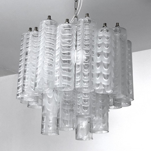 Lustre vintage en verre de Murano "Graffito" par Ercole Barovier, Italie, années 1960