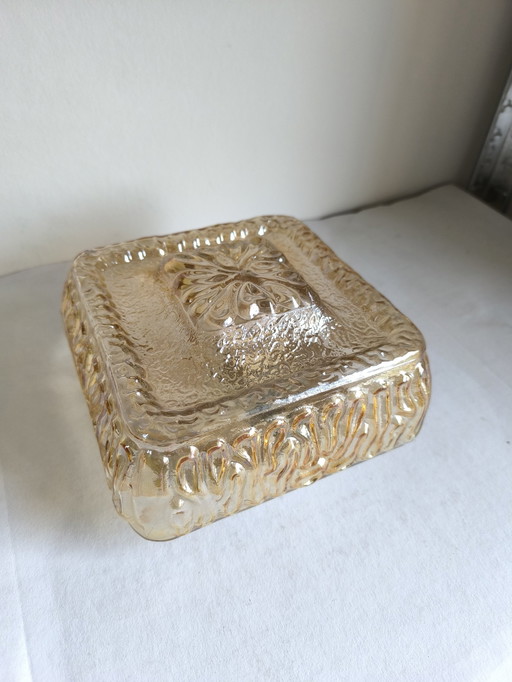 Plafonnier vintage en verre Mid Century Verre ambré