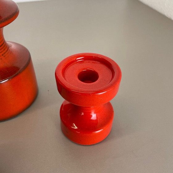 Image 1 of Ensemble de 4 bougeoirs en poterie vintage par Cari Zalloni pour Steuler, Allemagne, années 1970