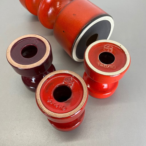 Ensemble de 4 bougeoirs en poterie vintage par Cari Zalloni pour Steuler, Allemagne, années 1970