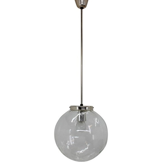 Image 1 of Lampe suspendue vintage en métal et verre par Kamenický Šenov, Tchécoslovaquie 1960