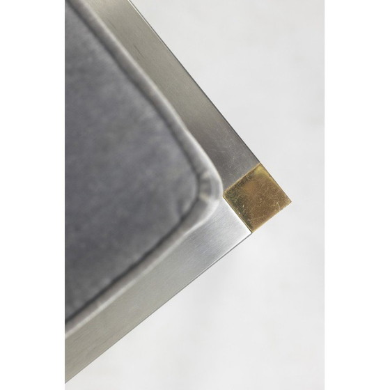 Image 1 of Banc vintage en métal et velours bleu, 1970