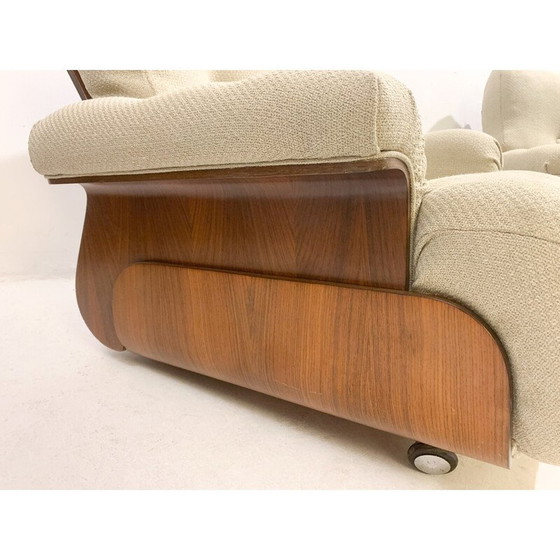 Image 1 of Paire de fauteuils du milieu du siècle en bois et tissu, Italie années 1960