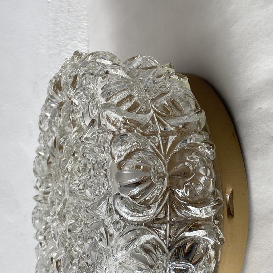 Image 1 of Applique murale plafonnier verre épais 1970 1980 seventies eighties luminaire ancien transparent