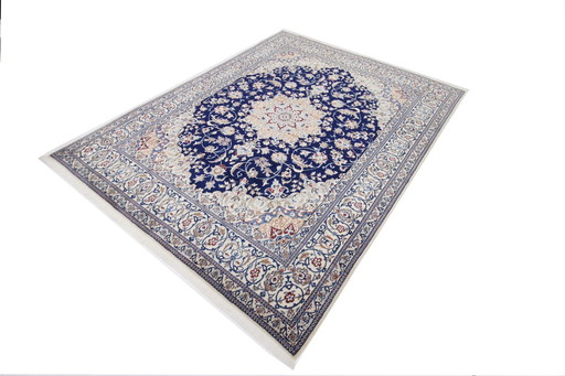 Tapis persan noué à la main original Naïn 9 La fine avec soie 245 X 195 cm Top condition