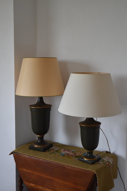 Grandes et petites lampes de table en poterie de Kullmann, années 1990