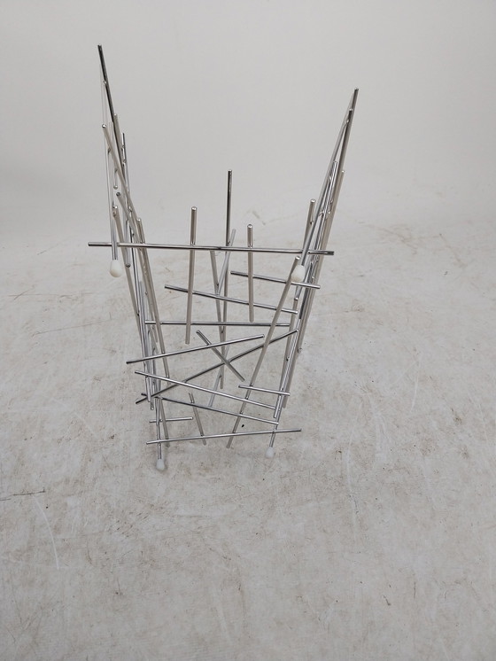 Image 1 of 1 X Alessi Blow Up Magazine Rack Lektuurmand Chroom 1980's