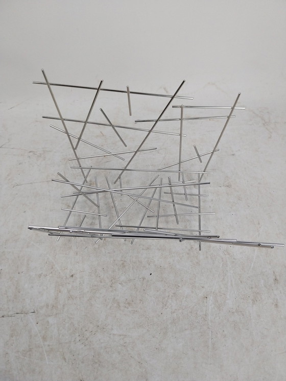 Image 1 of 1 X Alessi Blow Up Magazine Rack Lektuurmand Chroom 1980's