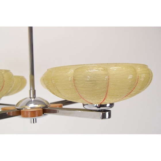 Image 1 of Lustre vintage en verre et métal par Napako, Tchécoslovaquie 1950