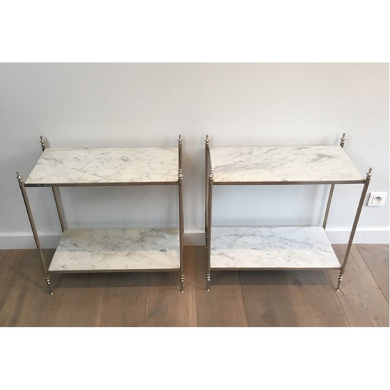 Image 1 of Paire de bouts de canapé Jansen en argent, 1940