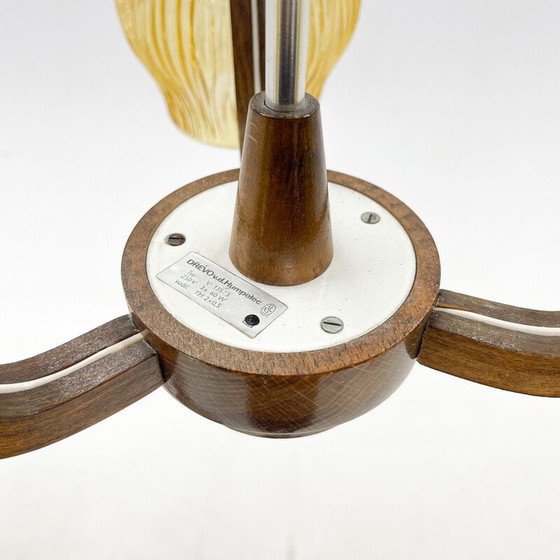 Image 1 of Lustre en bois et verre du milieu du siècle par Dřevo Humpolec, Tchécoslovaquie Années 1960