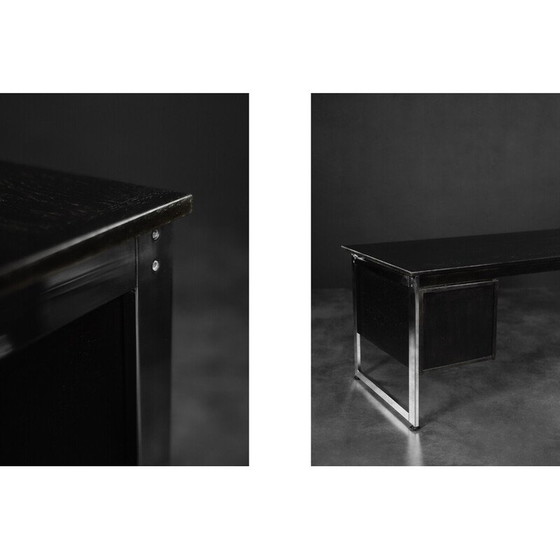 Image 1 of Bureau vintage en chêne noir et chrome, Danemark 1970