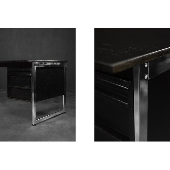 Image 1 of Bureau vintage en chêne noir et chrome, Danemark 1970