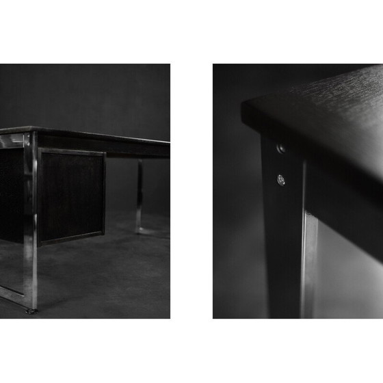 Image 1 of Bureau vintage en chêne noir et chrome, Danemark 1970